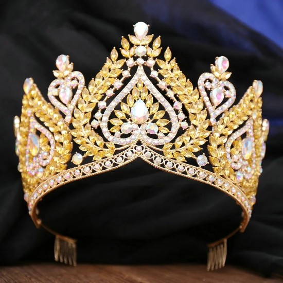 Luxury High Quality Crystal Crown Heart Rhinestone Tiara Princess Diadem Bridal Wedding Party Headware Jewelry Hair Accessories