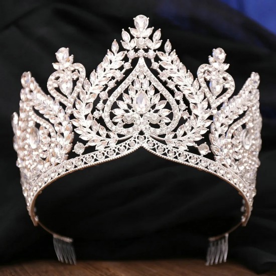 Luxury High Quality Crystal Crown Heart Rhinestone Tiara Princess Diadem Bridal Wedding Party Headware Jewelry Hair Accessories