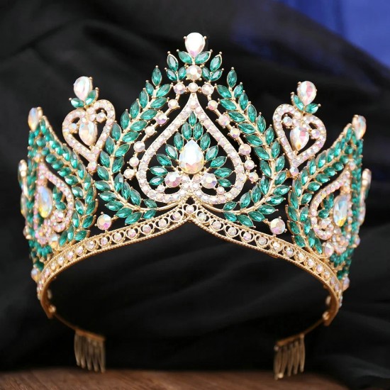 Luxury High Quality Crystal Crown Heart Rhinestone Tiara Princess Diadem Bridal Wedding Party Headware Jewelry Hair Accessories