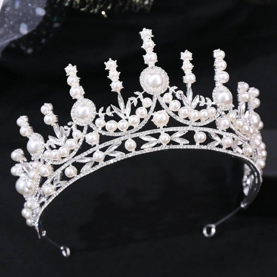 Luxury Pearl Crystal Bridal Tiaras And Crowns For Women Bride Party Rhinestone Prom Diadem Wedding Bridal Hair Accessories Jewel