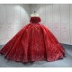 Luxury Princess Red Quinceanera Dresses 2024 Lace Appliques Off Shoulder Ball Gown Party Dress For Sweet