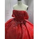 Luxury Princess Red Quinceanera Dresses 2024 Lace Appliques Off Shoulder Ball Gown Party Dress For Sweet