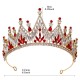 Luxury Red Rhinestone Geometric Bridal Tiara Crown Baroque Crystal Party Pageant Prom Diadem Bride Headband Wedding Hair Accessories