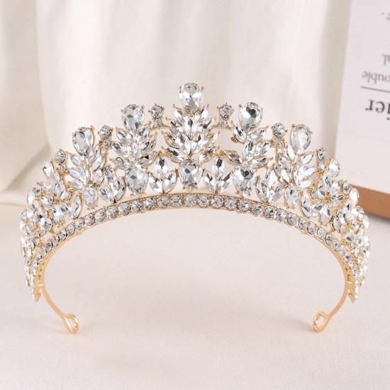 Luxury Rhinestone Bridal Tiaras Crown Baroque Crystal Pageant Prom Diadem Bride Headband Wedding Party Birthday Hair Accessories