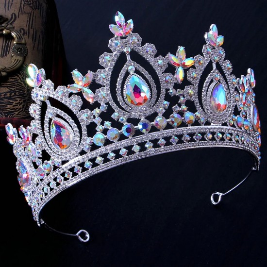 Luxury Rhinestone Geometric Bridal Tiara Crown Baroque Crystal Party Pageant Prom Diadem Bride Headband Wedding Hair Accessories