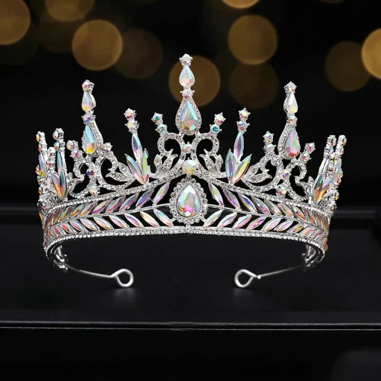 Luxury Rhinestone Geometric Bridal Tiaras Crown Baroque Crystal Pageant Prom Diadem Bride Headbands Wedding Hair Accessories