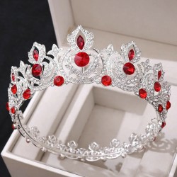 Luxury Round Crystal Crowns Vintage Bridal Wedding Handmade Rhinestone Tiaras Princess Dinner Party Jewelry Hair Accessories