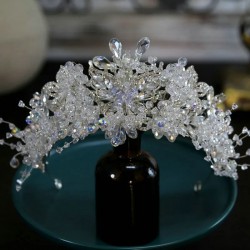 Luxury Silver Color Crystal Crowns Colorful Rhinestone Bride tiara Fashion Queen Wedding Crown Headpiece