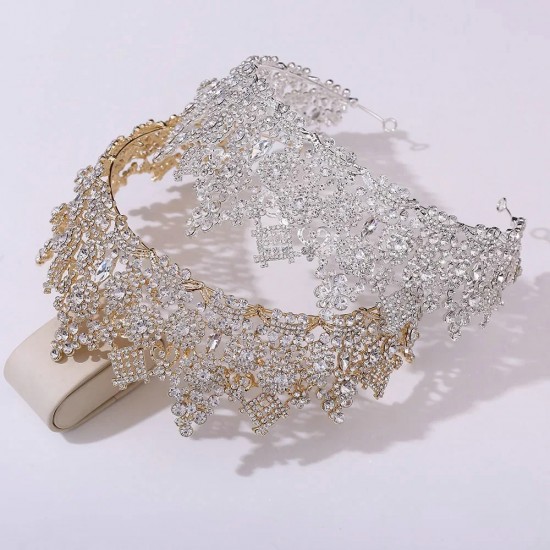 Luxury Silver Gold Color Crystal Crowns Fashion Bride Tiara Wedding High Quality Diadem Wedding Hair Jewelry Accessories