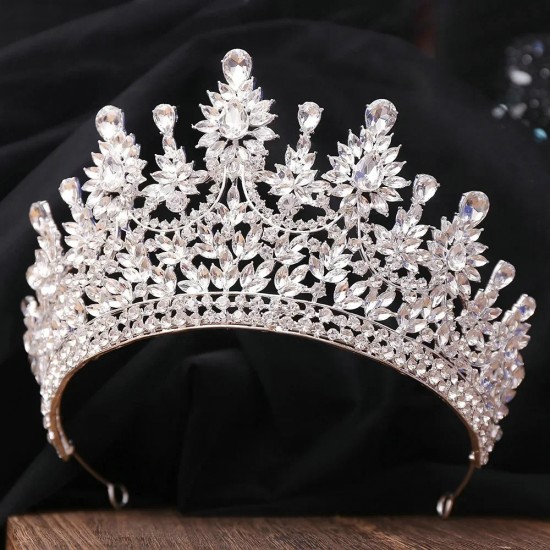 Luxury Vintage Baroque Crystal Crown Large Rhinestone Tiaras Bridal Wedding Party Headdress Hair Accessories Jewelry Gift