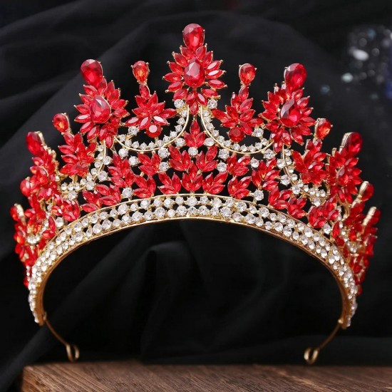 Luxury Vintage Baroque Crystal Crown Large Rhinestone Tiaras Bridal Wedding Party Headdress Hair Accessories Jewelry Gift