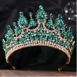 Luxury Vintage Baroque Crystal Crown Large Rhinestone Tiaras Bridal Wedding Party Headdress Hair Accessories Jewelry Gift