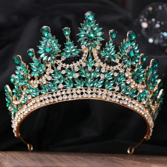 Luxury Vintage Baroque Crystal Crown Large Rhinestone Tiaras Bridal Wedding Party Headdress Hair Accessories Jewelry Gift