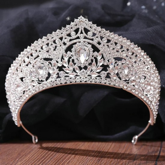 Luxury Wedding Crown Diadem Hair Accessories Bridal Tiaras Crystal Rhinestone Leaf Hairbands Party Girl Shiny Charm Hair Jewelry