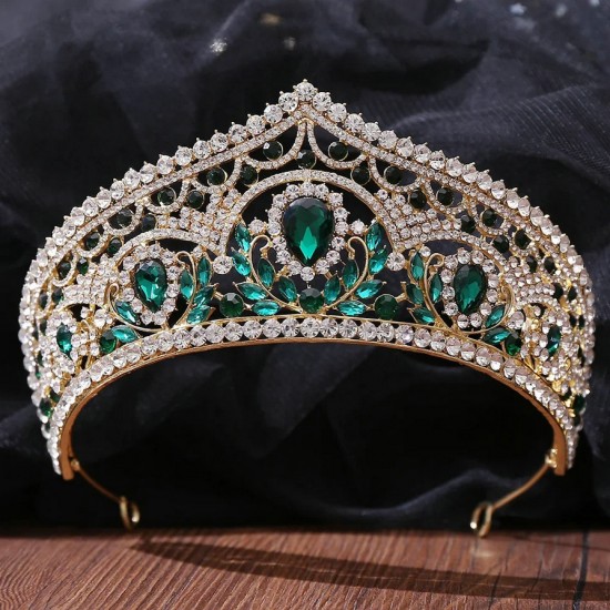 Luxury Wedding Crown Diadem Hair Accessories Bridal Tiaras Crystal Rhinestone Leaf Hairbands Party Girl Shiny Charm Hair Jewelry