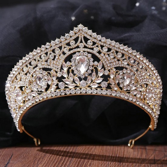 Luxury Wedding Crown Diadem Hair Accessories Bridal Tiaras Crystal Rhinestone Leaf Hairbands Party Girl Shiny Charm Hair Jewelry