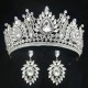 Luxury Wedding Crown Earrings Set Diadem Hair Accessories Bridal Tiaras Crystal Rhinestone Hairband Party Headdress Hair Jewelry