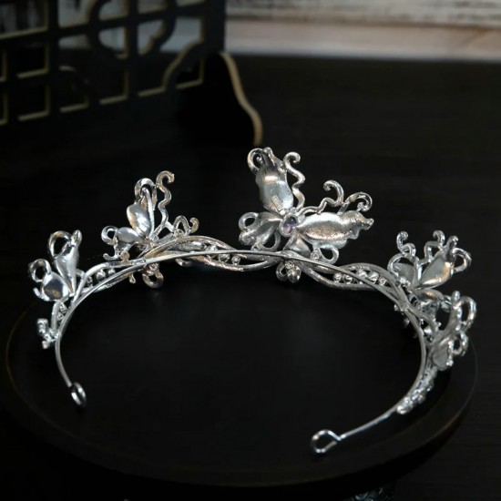 Luxury Wedding Hair Tiara Crystal Bridal Butterfly Crown Silver Color Diadem Women Hair Accessories Headpieces Jewelry Headwear