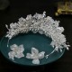 Luxury White Bridal Wedding Crystal Tiaras Crowns Earrings Set Rhinestone Flower Women Diadem Crown Hair Accessories