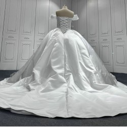 New Arrival Wedding Dresses Off Shoulder Bridal Gowns Backless Sweep Train Lace Wedding Dress