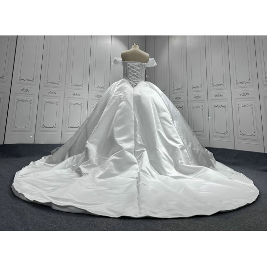 New Arrival Wedding Dresses Off Shoulder Bridal Gowns Backless Sweep Train Lace Wedding Dress