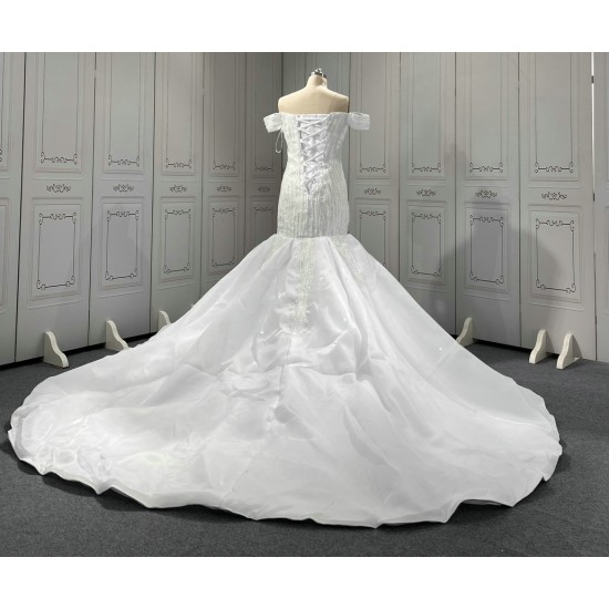 New Arrival Wedding Dresses Strapless Mermaid Bridal Gown Pearl Women Vestidos De Novia