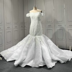 New Arrival Wedding Dresses Strapless Mermaid Bridal Gown Pearl Women Vestidos De Novia