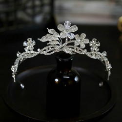 New Baroque Crystal Flower Tiaras And Crowns Prom Rhinestone Bridal Diadem Crown Taira For Women Wedding Hair Accessories Jewelr