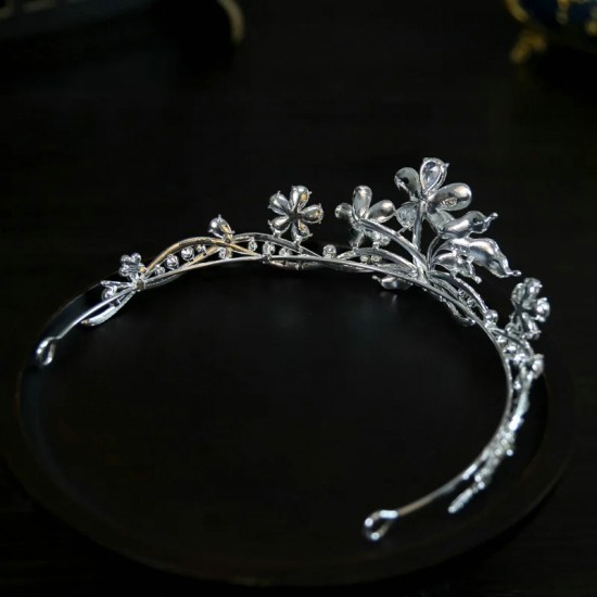 New Baroque Crystal Flower Tiaras And Crowns Prom Rhinestone Bridal Diadem Crown Taira For Women Wedding Hair Accessories Jewelr