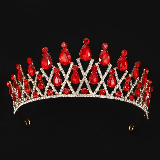 New Baroque Green Gold Color Crown Hair Accessories Luxury Crystal Tiara For Women Wedding Headdress Bridal Pageant Hair Jewelry