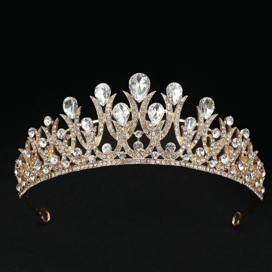 New Baroque Red Silver Color Crown Hair Accessories Luxury Crystal Tiara For Women Wedding Headdress Bridal Pageant Hair Jewelry