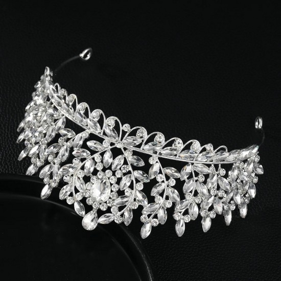 New Bridal Tiara Crystal Wedding Crown Earrings Hair Accessories Diadem Fashion Luxury Bride Headdress Headband Pageant Headwear