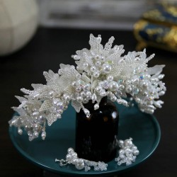 New Luxury Bridal Wedding Flower Crown Rhinestone Silver Color Crystal Pearl Tiaras Princess Diadema Headpieces Hair Accessories