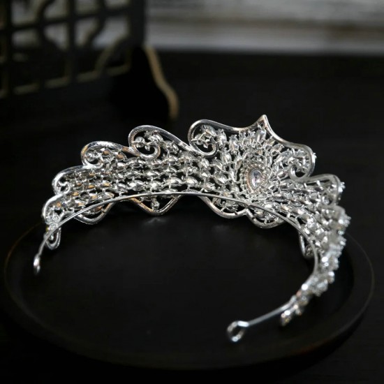 New Luxury Fashion Wedding Hair Tiara Crystal Bridal Crown Silver Color Diadem Women Hair Accessories Headpieces Jewelr Headwear