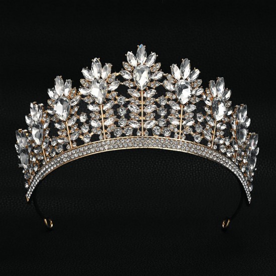 New Rhinestone Gold Color Tiaras And Crowns For Wedding Bride Party Crystal Diadems Head Ornaments Fashion Accessories Headdress