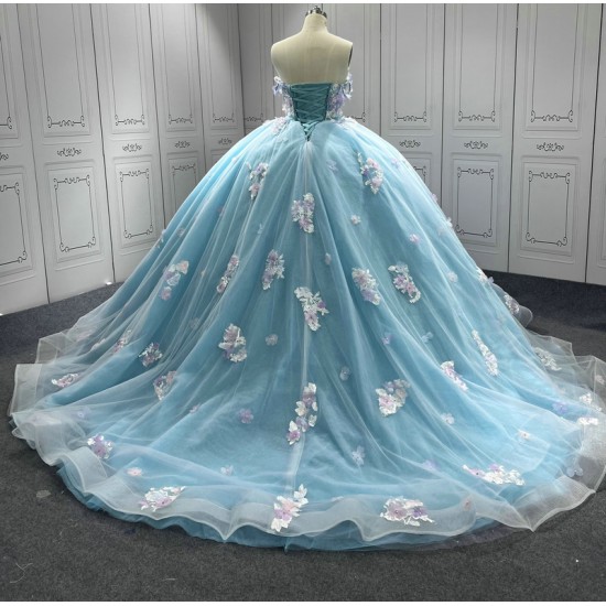 Newest Ice Blue Quinceanera Dress 2024 Princess Sweetheart Neck Ball Gown Dress With Cape