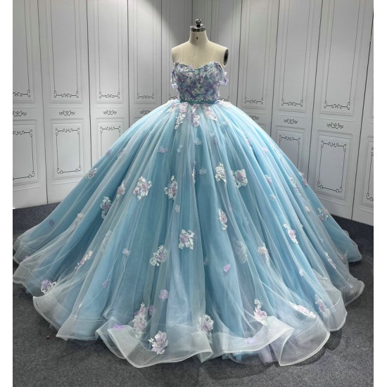 Newest Ice Blue Quinceanera Dress 2024 Princess Sweetheart Neck Ball Gown Dress With Cape