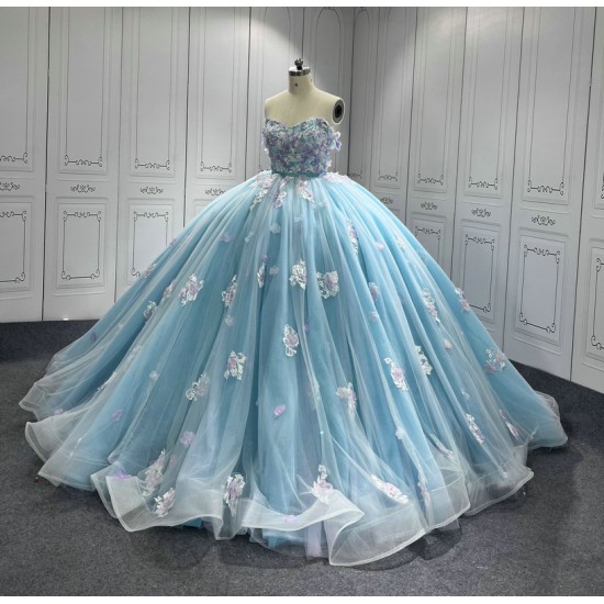 Newest Ice Blue Quinceanera Dress 2024 Princess Sweetheart Neck Ball Gown Dress With Cape