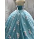 Newest Ice Blue Quinceanera Dress 2024 Princess Sweetheart Neck Ball Gown Dress With Cape