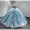 Newest Ice Blue Quinceanera Dress 2024 Princess Sweetheart Neck Ball Gown Dress With Cape