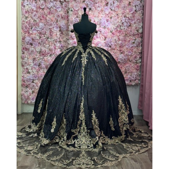 Off Shoulder Black 15 Quinceanera Dresses 2024 Sweet Party Dresses Luxury Ball Gown Classic 15 Year Old Dress Customized