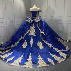 Off Shoulder Blue Quinceanera Dresses for 15 Anos Tulle Strapless Sweet 15 Gowns Custom Made