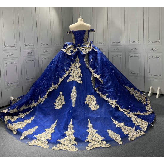 Off Shoulder Blue Quinceanera Dresses for 15 Anos Tulle Strapless Sweet 15 Gowns Custom Made