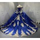 Off Shoulder Blue Quinceanera Dresses for 15 Anos Tulle Strapless Sweet 15 Gowns Custom Made