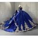 Off Shoulder Blue Quinceanera Dresses for 15 Anos Tulle Strapless Sweet 15 Gowns Custom Made