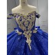 Off Shoulder Blue Quinceanera Dresses for 15 Anos Tulle Strapless Sweet 15 Gowns Custom Made