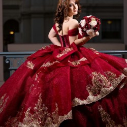 Off Shoulder Burgundy Quinceanera Dresses for Girls Women Bow Sequined Vestidos 15 De Quinceanera Customized