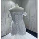 Off Shoulder Crystal Wedding Dresses Sweetheart Lace Up Back Wedding Gowns