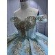 Off Shoulder Ice Blue Quinceanera Dresses for 15 Anos Appliques Sweetheart Robe Quinceanera Customised