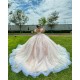 Off Shoulder Nude Quinceanera Dress 2024 Sweep Train Party Dress Lace Appliques Evening Dress Vestidos De Noche